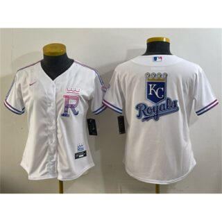 Womens Kansas City Royals Team Big Logo White 2026 City Connect Stadium Stitched Baseball Jersey(Run Small)
