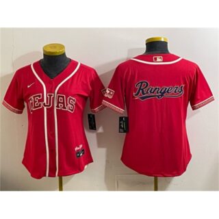Women's Texas Rangers Team Big Logo Red 2026 City Connect Stadium Stitched Baseball Jersey(Run Small)