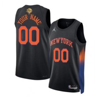 Men's New York Knicks Active Player Custom Black 2026 Finals Patch Statement Edition Stitched Basketball Jersey