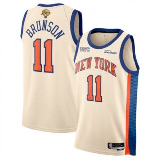Men's New York Knicks #11 Jalen Brunson Cream 2026 Finals City Edition Stitched Basketball Jersey