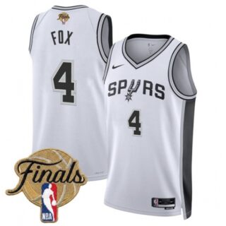 Men's San Antonio Spurs #4 De'Aaron Fox White 2026 Finals Association Edition Stitched Basketball Jersey