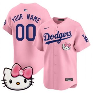 Men's Los Angeles Dodgers ACTIVE PLAYER Custom Pink 2025 Hello Kitty Vapor Premier Limited Stitched Baseball Jersey