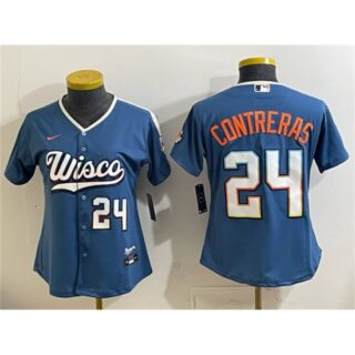 Youth Milwaukee Brewers #24 William Contreras Mineral Blue 2026 City Connect Stadium Stitched Baseball Jersey