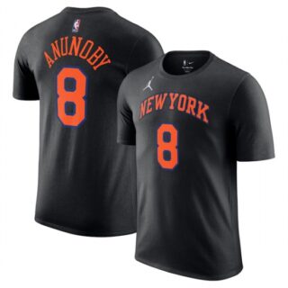 Men's New York Knicks #8 Jordan Brand Black Unisex Name & Number Statement Edition T-Shirt