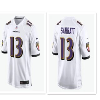 Men's Baltimore Ravens #13 Elijah Sarratt White Alternate Stitched NFL Nike Game Jersey