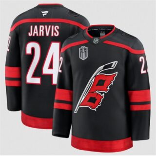 Men's Carolina Hurricanes #24 Seth Jarvis Black 2026 Stanley Cup Final Home Premium Hockey Stitched Jersey