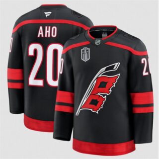 Men's Carolina Hurricanes #20 Sebastian Aho Black 2026 Stanley Cup Final Home Premium Hockey Stitched Jersey