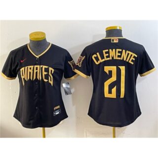 Youth Pittsburgh Pirates #21 Roberto Clemente Black 2026 City Connect Stadium Stitched Baseball Jersey