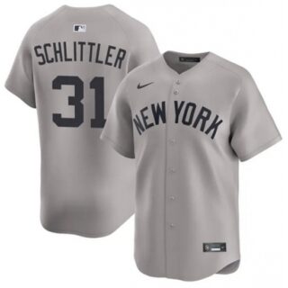 Mens New York Yankees #31 Cam Schlittler Gray 2026 Road Limited Stitched Baseball Jersey