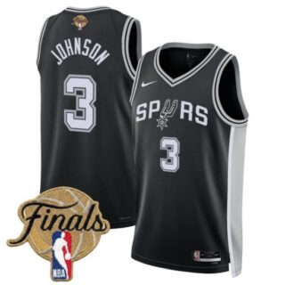 Men's San Antonio Spurs #3 Keldon Johnson Black 2026 Finals Icon Edition Stitched Basketball Jersey