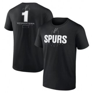 Men's San Antonio Spurs #1 Victor Wembanyama Black Playmaker Name & Number T-Shirt