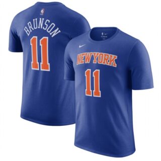 Men's New York Knicks #11 Jalen Brunson Blue T-Shirt
