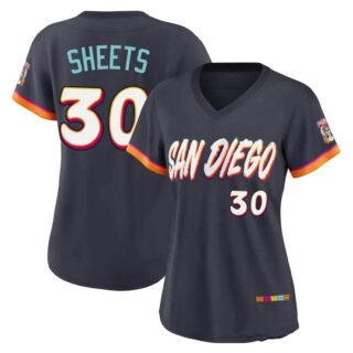 Women's San Diego Padres #30 Gavin Sheets Obsidian 2026 City Connect Stadium Stitched Baseball Jersey(Run Small)