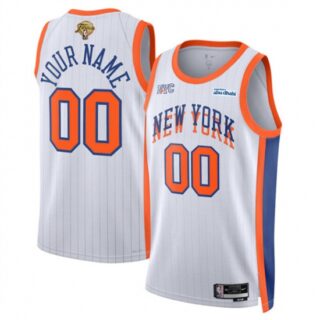 Men's New York Knicks Active Player Custom White 2026 Finals Patch City Edition Stitched Basketball Jersey