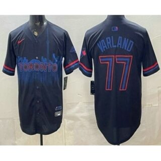 Men's Toronto Blue Jays #77 Louis Varland Black City Limited Jersey