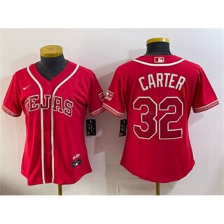 Youth Texas Rangers #32 Evan Carter Red 2026 City Connect Stadium Stitched Baseball Jersey
