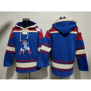 Men's New England Patriots Blank Navy Ageless Must-Have Lace-Up Pullover Hoodie