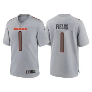 Men's Chicago Bears Justin Fields Gray Atmosphere Fashion Stitched Jersey