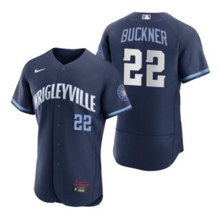 Men's - Flex Base Chicago Cubs Bill Buckner City Connect Wrigleyville Jersey Navy Stitched