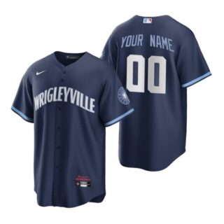 Youth Chicago Cubs Custom City Connect Wrigleyville Jersey Navy Stitched