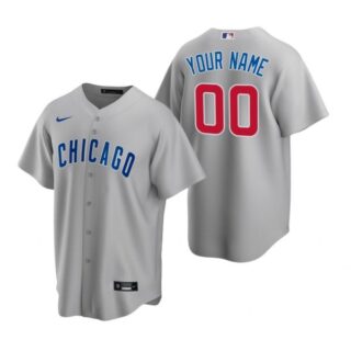 Men's Custom Chicago Cubs Cool Base Jersey Gray