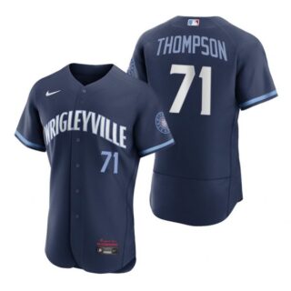 Men's - Flex Base Chicago Cubs Keegan Thompson City Connect Wrigleyville Jersey Navy Stitched