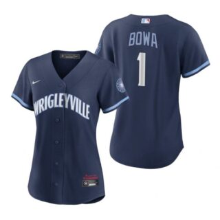 Women Chicago Cubs Larry Bowa City Connect Wrigleyville Jersey Navy Stitched