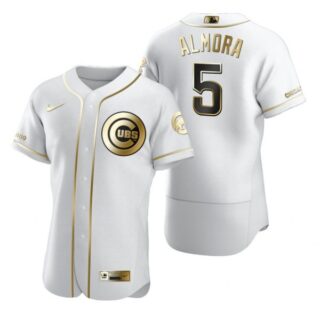 Men's Albert Almora Jr. Chicago Cubs Flex Base Jersey White Golden