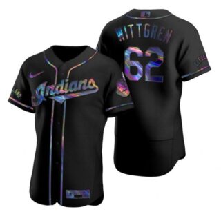 Men's Nick Wittgren Cleveland Indians Flex Base Jersey Black Holographic