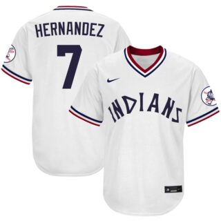 Men's Cleveland Indians #7 Cesar Hernandez 1975 Throwback Jersey - Stitched White
