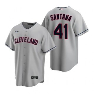 Men's Carlos Santana Cleveland Indians Cool Base Jersey Gray