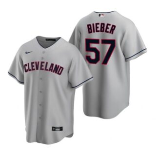 Men's Shane Bieber Cleveland Indians Cool Base Jersey Gray