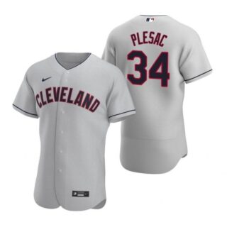 Men's Zach Plesac Cleveland Indians Flex Base Jersey Gray