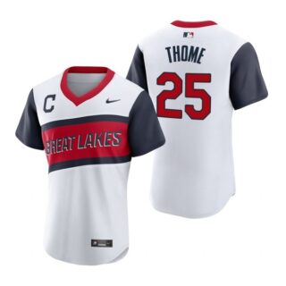 Men's #25 Jim Thome Cleveland Indians White Home 2021 Little League Classic Jersey