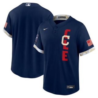 Youth Cleveland Indians 2021 MLB All-Star Navy Jersey Worn In-Game - Stitched