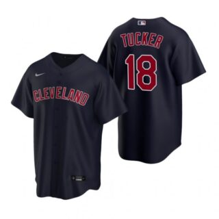 Men's Carson Tucker Cleveland Indians Cool Base Jersey Navy