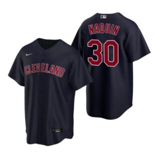 Men's Tyler Naquin Cleveland Indians Cool Base Jersey Navy