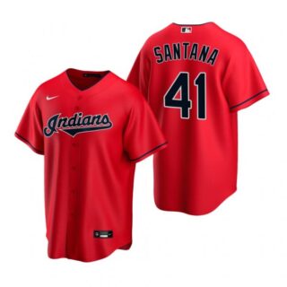 Men's Carlos Santana Cleveland Indians Cool Base Jersey Red