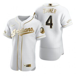 Men's Bradley Zimmer Cleveland Indians Flex Base Jersey White Golden
