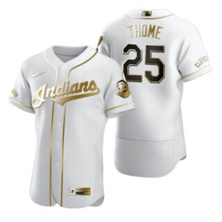 Men's Jim Thome Cleveland Indians Flex Base Jersey White Golden