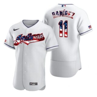 Men's Jose Ramirez Cleveland Indians Flex Base Jersey White Stars
