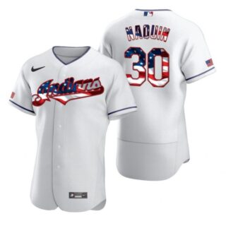 Men's Tyler Naquin Cleveland Indians Flex Base Jersey White Stars