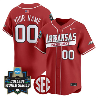 Custom Arkansas Razorbacks 2025 World Series Vapor Premier Limited Jersey All Stitched Cardinal