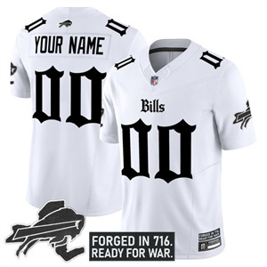 Custom Men's Buffalo Bills New York Patch Vapor Limited Jersey - All Stitched White