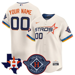 Custom Men's Houston Astros 2025 City Connect Texas Patch Vapor Premier Limited Jersey All Stitched Cream