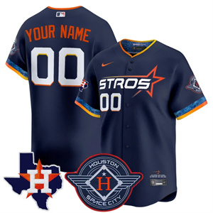 Custom Men's Houston Astros 2025 City Connect Texas Patch Vapor Premier Limited Jersey All Stitched Navy