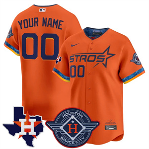 Custom Men's Houston Astros 2025 City Connect Texas Patch Vapor Premier Limited Jersey All Stitched Orange
