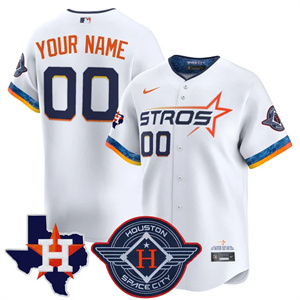 Custom Men's Houston Astros 2025 City Connect Texas Patch Vapor Premier Limited Jersey All Stitched White
