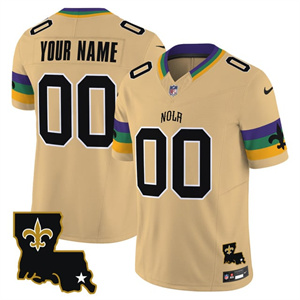 Custom Men's New Orleans Saints Gold 2025 New Orleans City Vapor Limited Jersey All Stitched