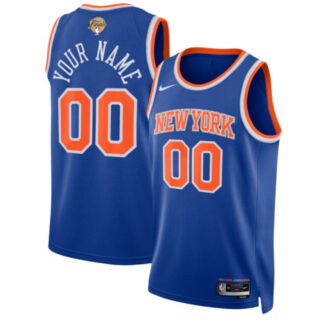 Custom New York Knicks Blue 2026 NBA Finals Patch Swingman Jersey Icon Edition